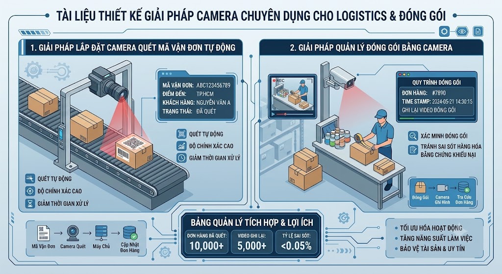 Giải pháp lắp đặt camera quan sát quay đóng hàng soi đơn rõ