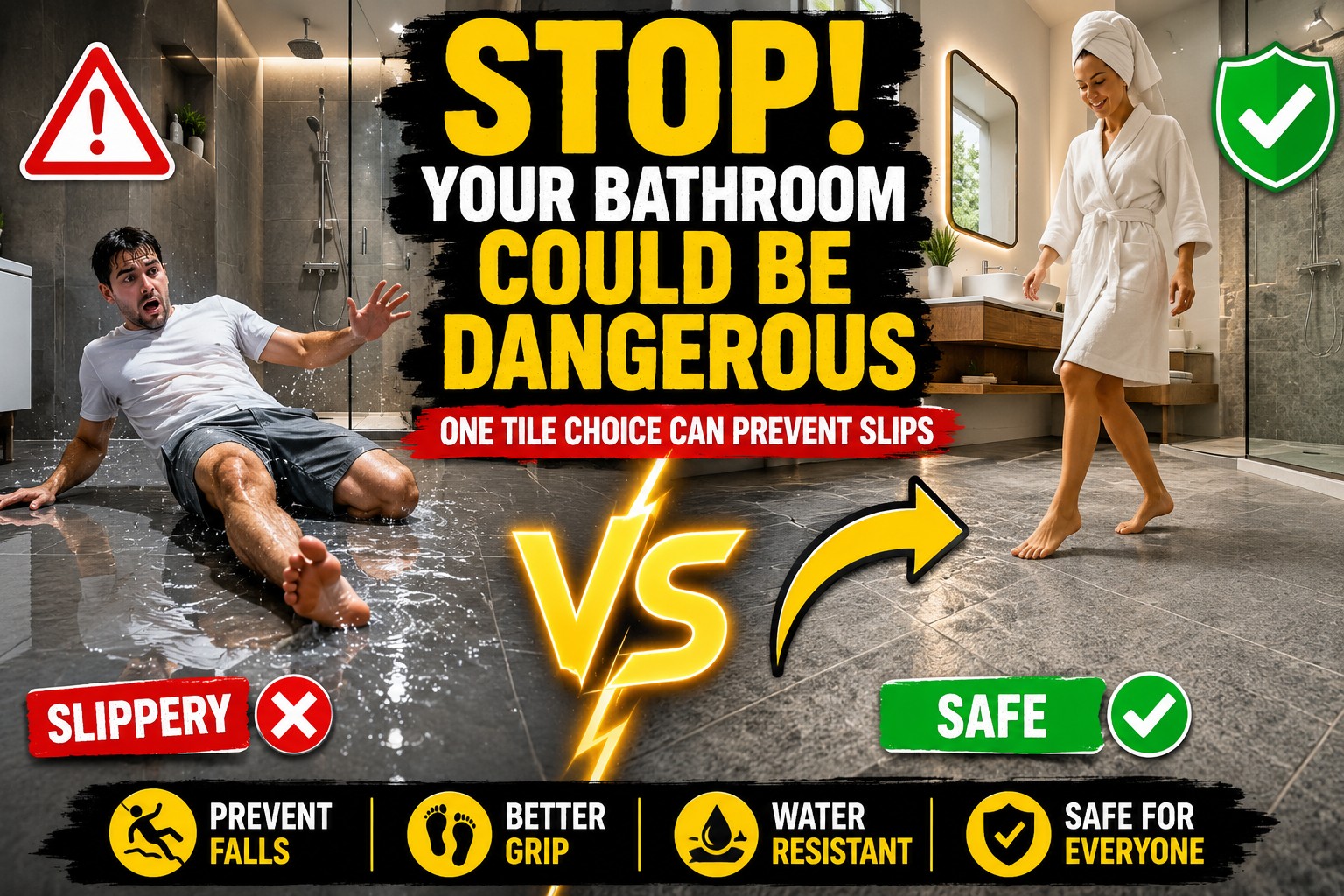 Why Bathroom Floor Tiles Become Slippery and How to Prevent It?