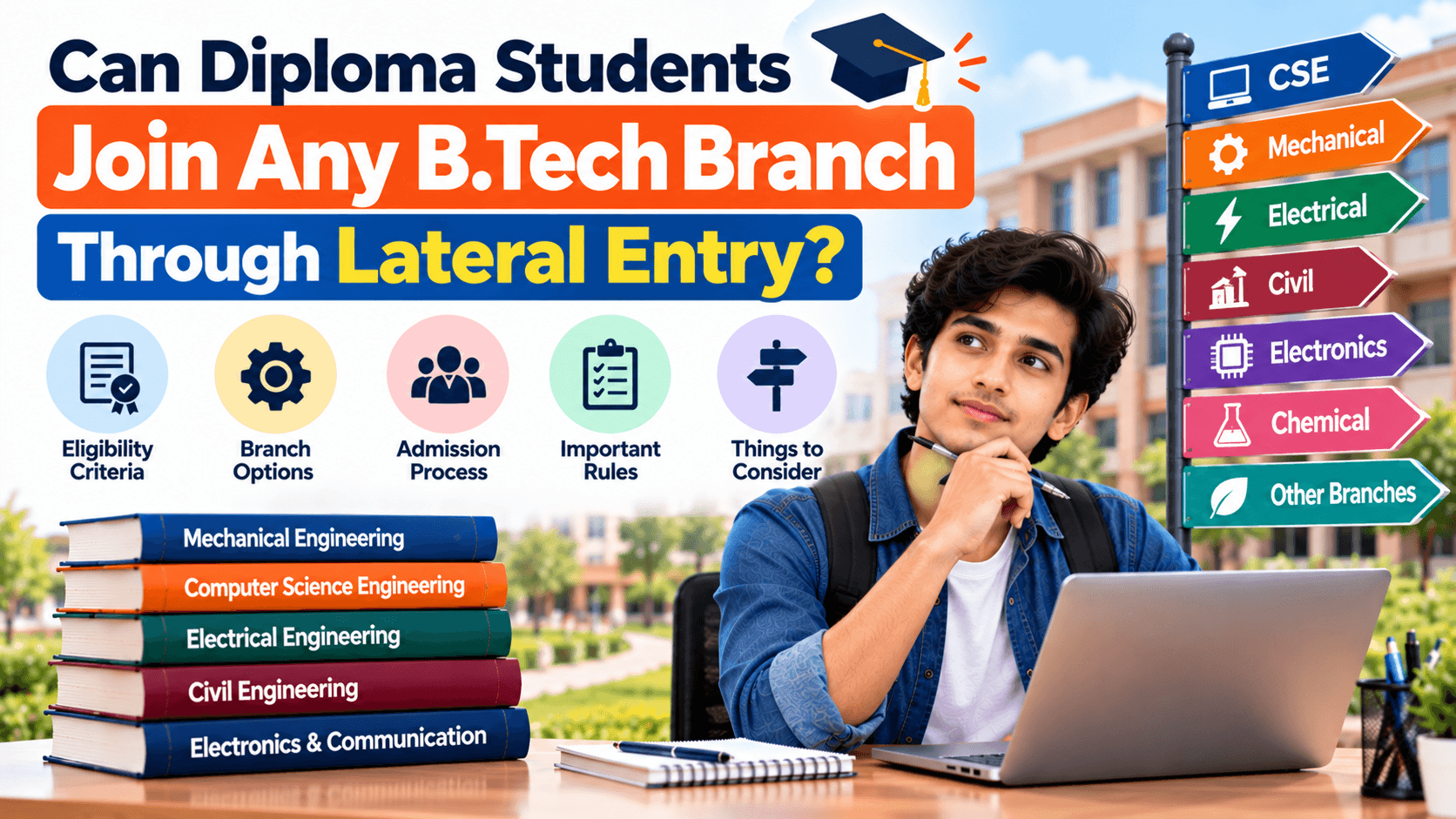 Can Diploma students join any B.Tech branch through lateral entry?
