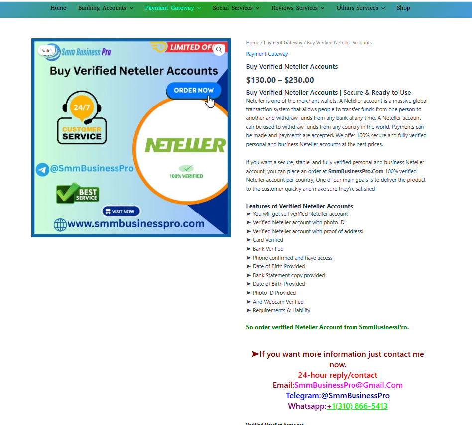 Buy Verified Neteller Accounts– Instant Delivery Full Access