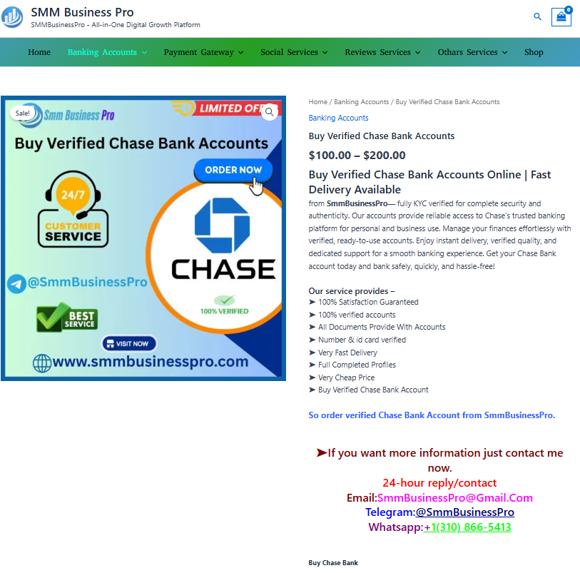 How to Buy, Verified Chase Bank Accounts That Work for SmmBusinessPro