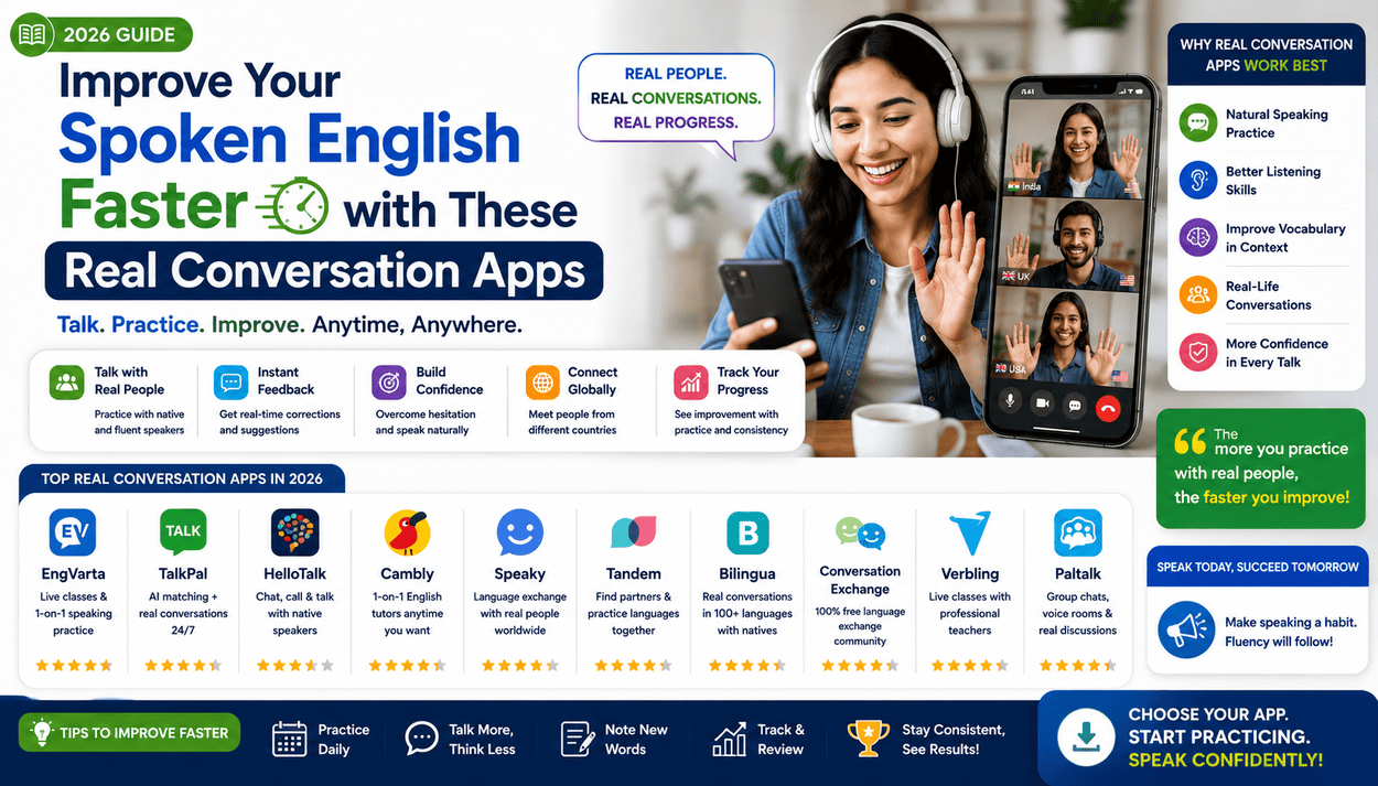 Improve Your Spoken English Faster with These Real Conversation Apps (2026 Guide)