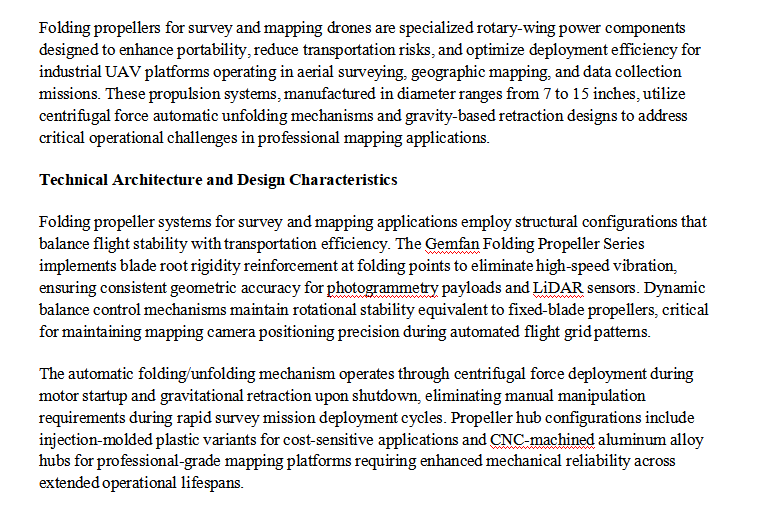Folding Propellers for Survey and Mapping Drones