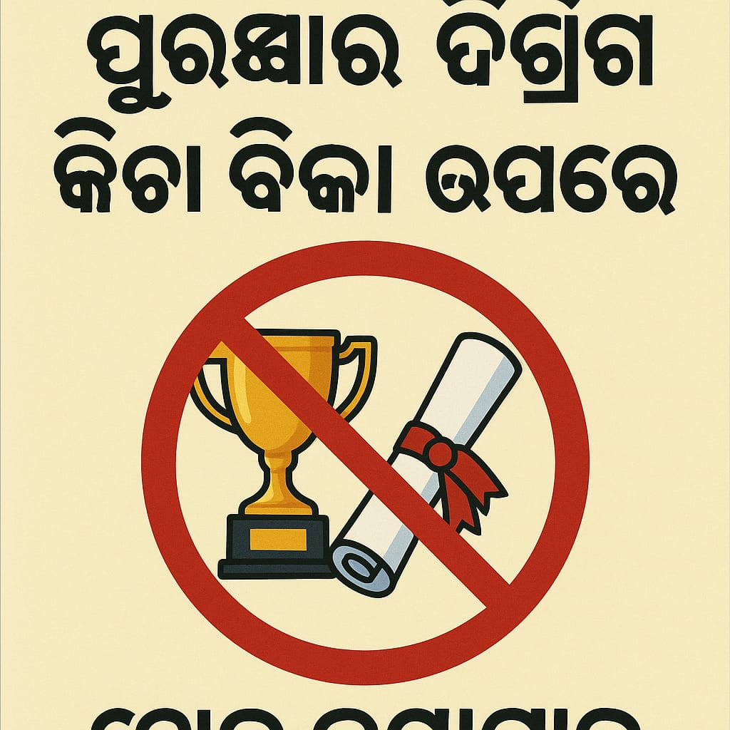 ପୁରସ୍କାର ଓ ଡିଗ୍ରୀ କିଣା ବିକା ଉପରେ ରୋକ ଲଗାଯାଉ