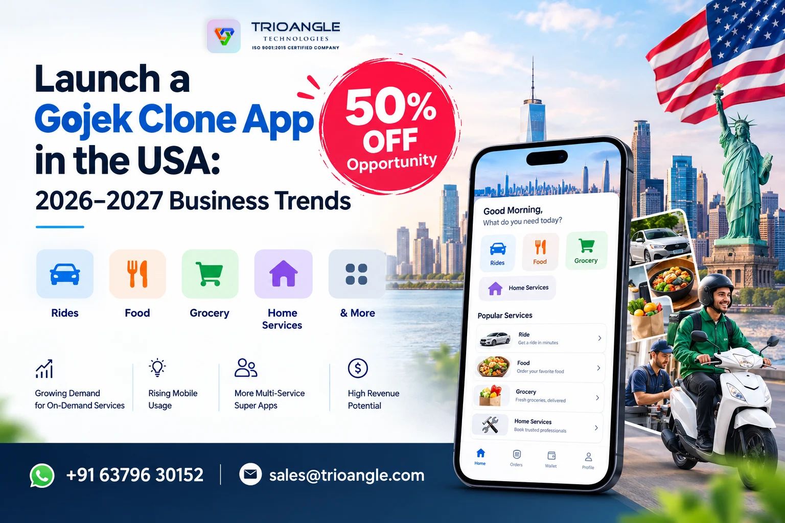Launch a Gojek Clone App in the USA: 2026–2027 Business Trends and a 50% OFF Opportunity