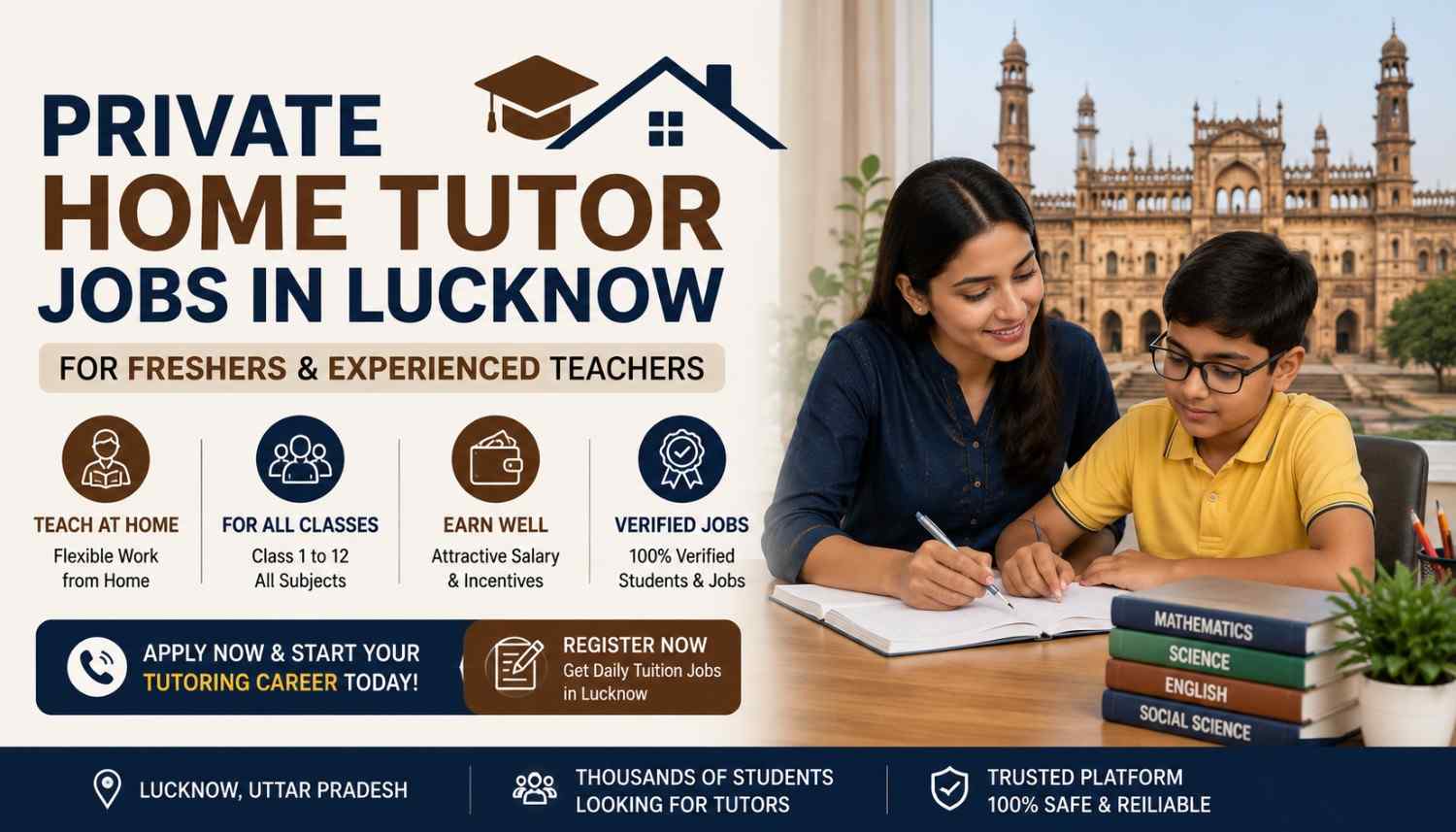 Private Home Tutor Jobs in Lucknow for Freshers & Experienced Teachers