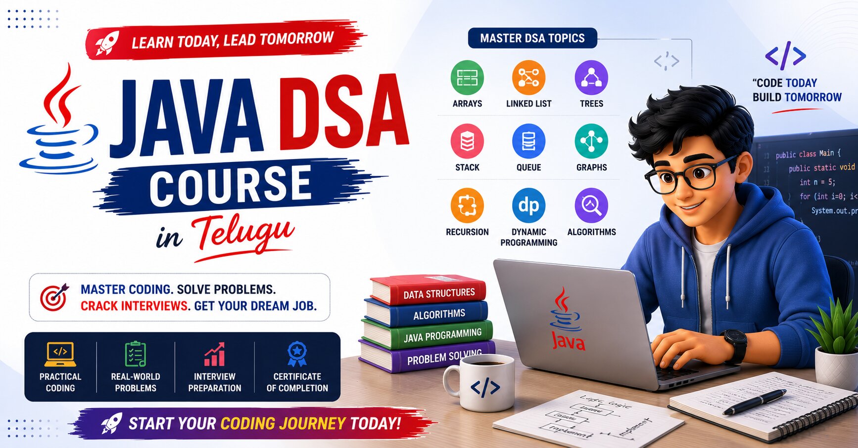 Solve Complex Problems Using Java DSA : Java DSA Course in Telugu