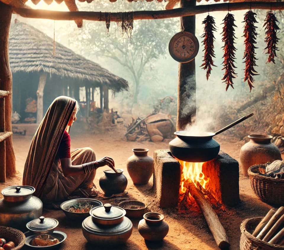 କାଠ ଚୂଲି ଓ ମା' ହାତ ରନ୍ଧା ଖାଦ୍ୟ"