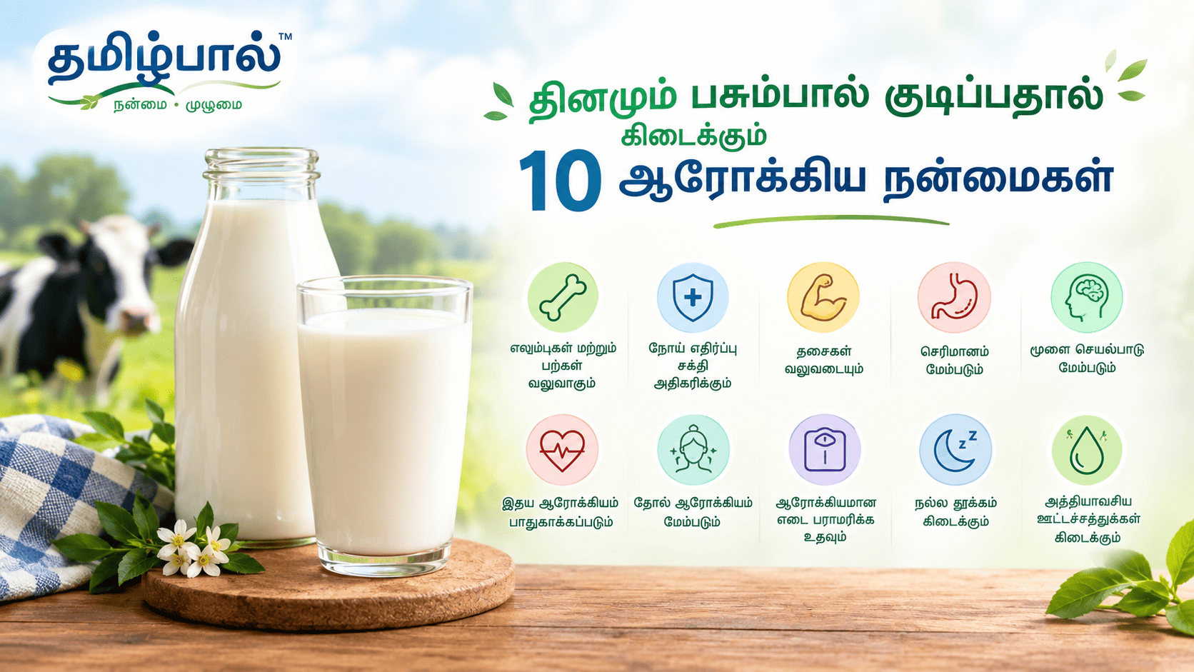 தினமும் பசும்பால் குடிப்பதால் கிடைக்கும் 10 ஆரோக்கிய நன்மைகள்