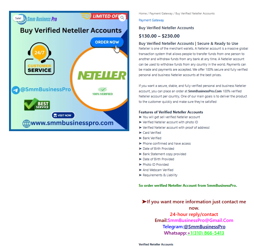 Buy Verified Neteller Accounts | Reliable and Safe 100%